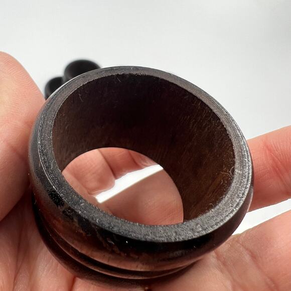 Vintage Wooden Napkin Rings 2 Sets MidCentury Modern Style Handmade Look - Picture 11 of 11